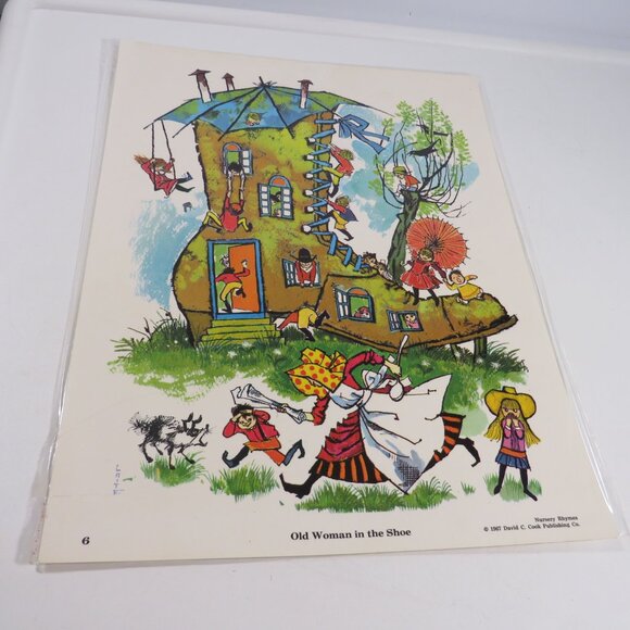Vintage 1960s Mid Century Art Nursery Rhymes pictures (12) LAMINATED 14” tall - Picture 11 of 17